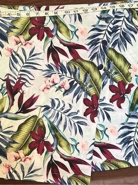 Lady Hagen Tropical Floral Skirt in White, Green & Burgundy